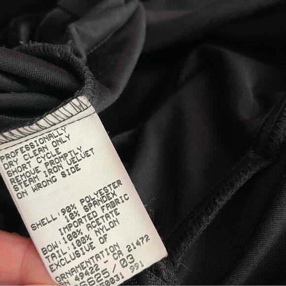 Jessica McClintock Gunne Sax Y2K Black Velvet Strapless Bow Train long dress 11 - Picture 10 of 13